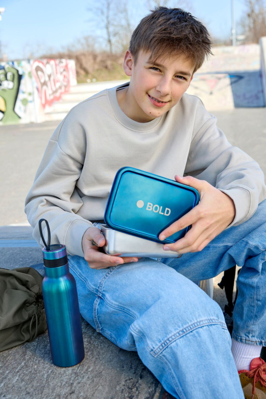 Edelstahl Kinder Trinkflasche Doppelwandig 500ml – BOLD, Blau Violett von Lässig – Bild 6