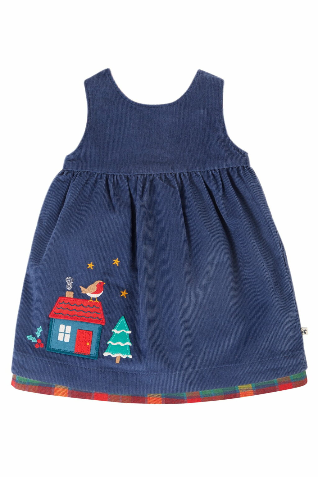 Inara Cord-Wendekleid Marineblau/Merry Rainbow Check von Frugi – Bild 2