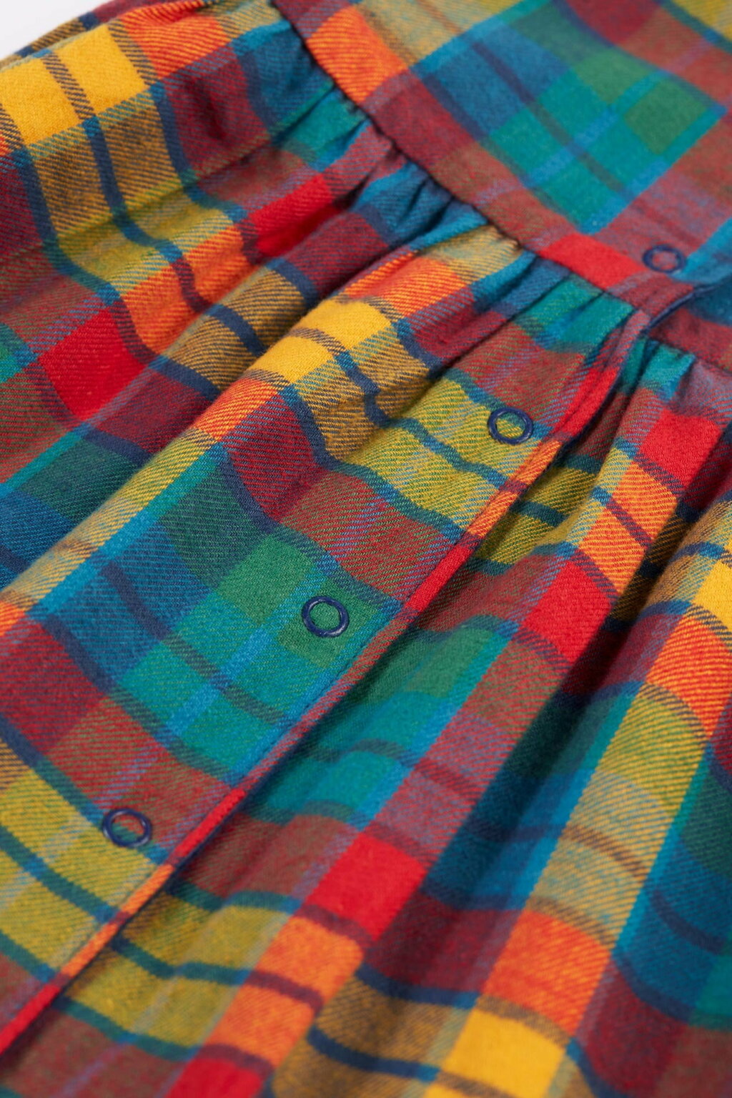 Inara Cord-Wendekleid Marineblau/Merry Rainbow Check von Frugi – Bild 6