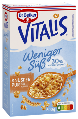Dr.Oetker Vitalis Knusper pur 30% weniger Zucker 600g