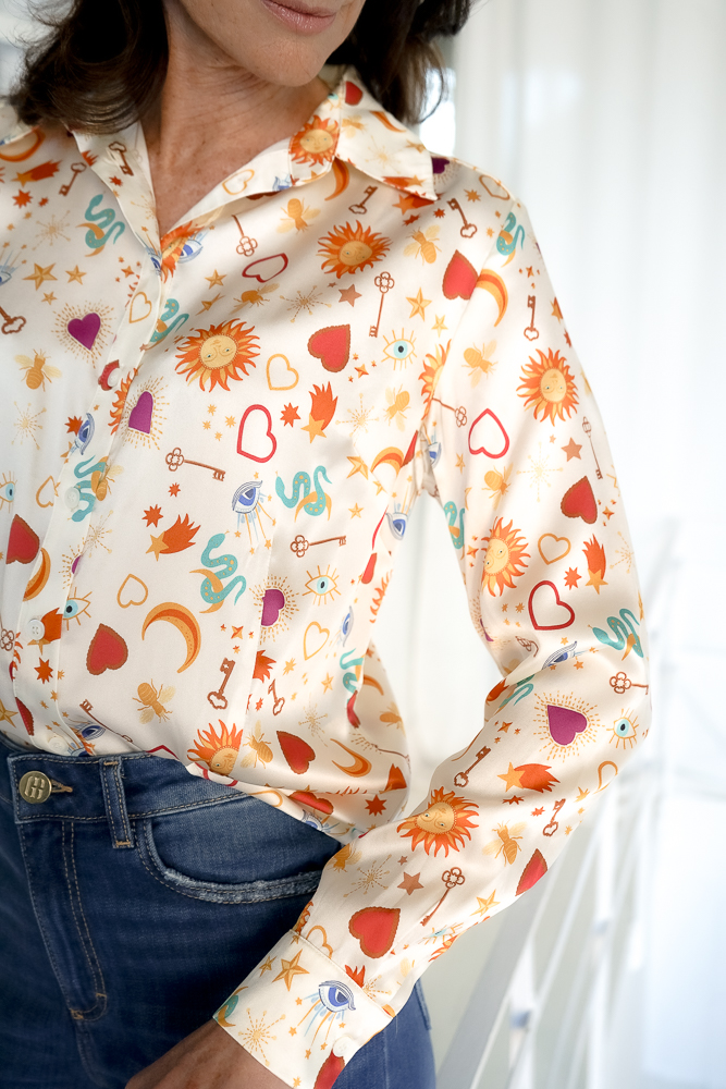 Joyce & Girls Bluse Seide “Pepper” Beige Multi – Bild 4