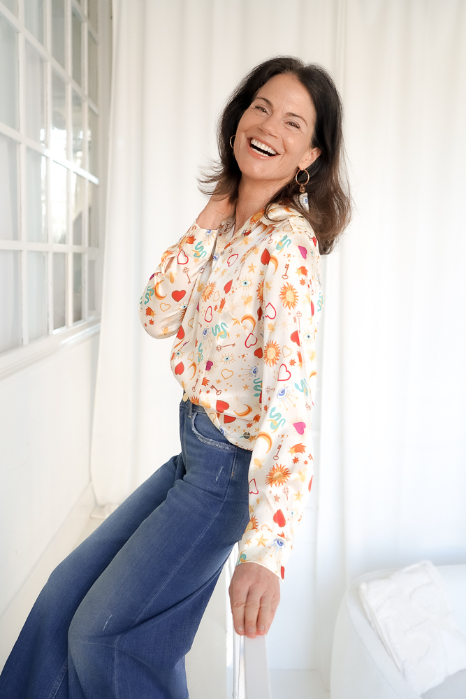 Joyce & Girls Bluse Seide “Pepper” Beige Multi – Bild 3