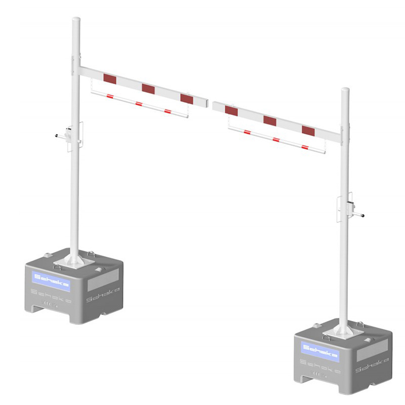 Höhenbegrenzer Mobil mit Betonsockel, 3 m Breite, 2 bis 3,3 m Durchfahrtshöhe, weiß-rot – Bild 2